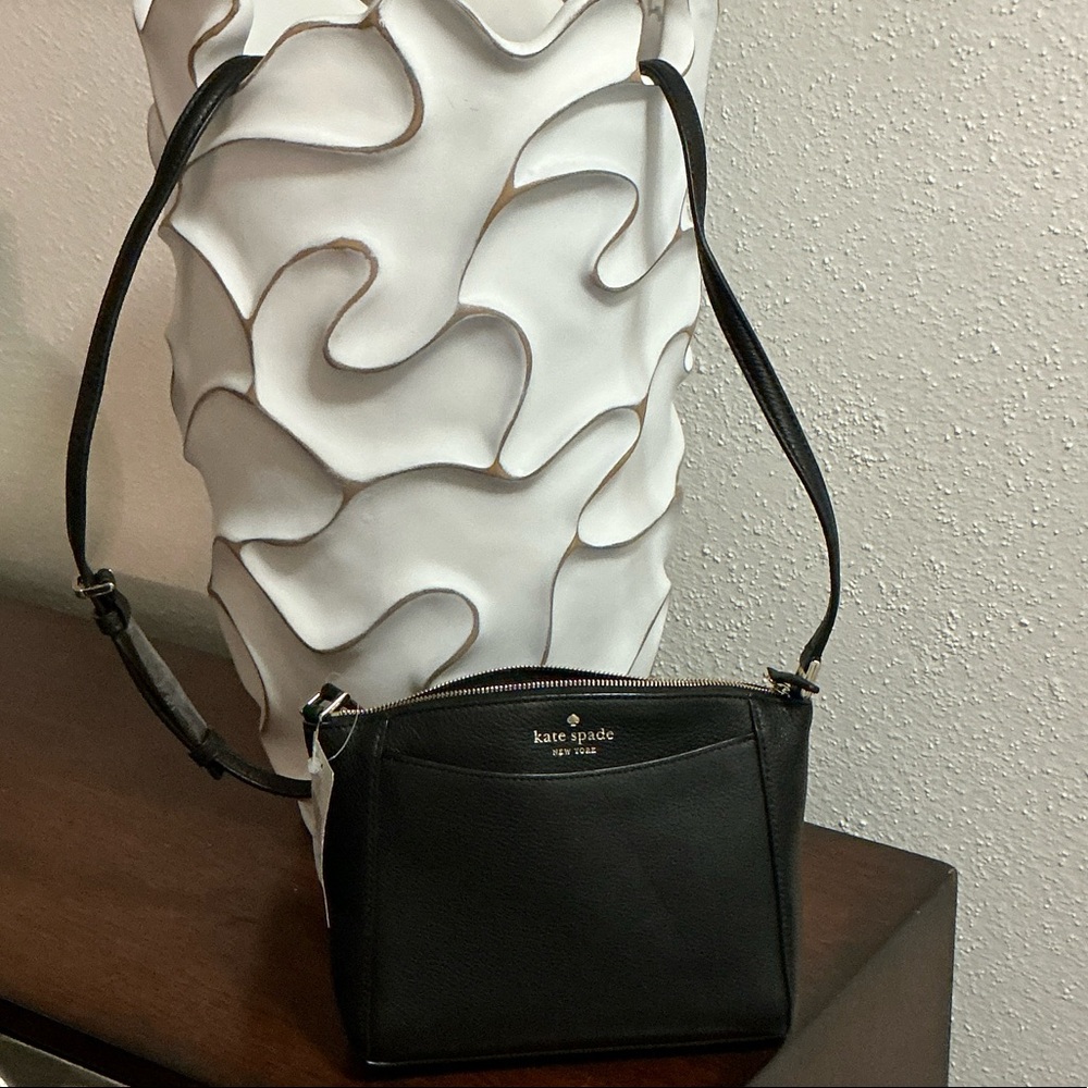NWT 💎 Kate Spade Classic Black Crossbody Bag Pebble Leather
